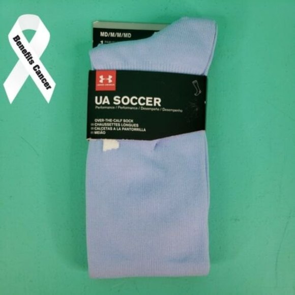 Under Armor UA Long Over Calf Soccer Socks Light Blue Medium Adult - Picture 1 of 4